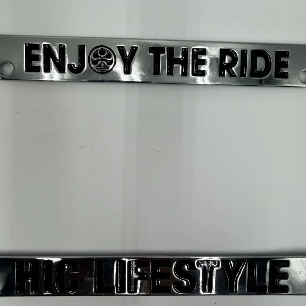 HIC‎ LIFESTYLE License Plate Frame Enjoy The Ride Chrome Silver Auto Car Truck